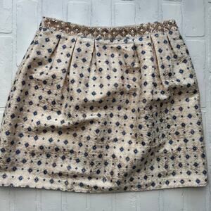 Miami Tulip Style Beaded Cream and Gold tapestry Skirt casual or dressy - sz M